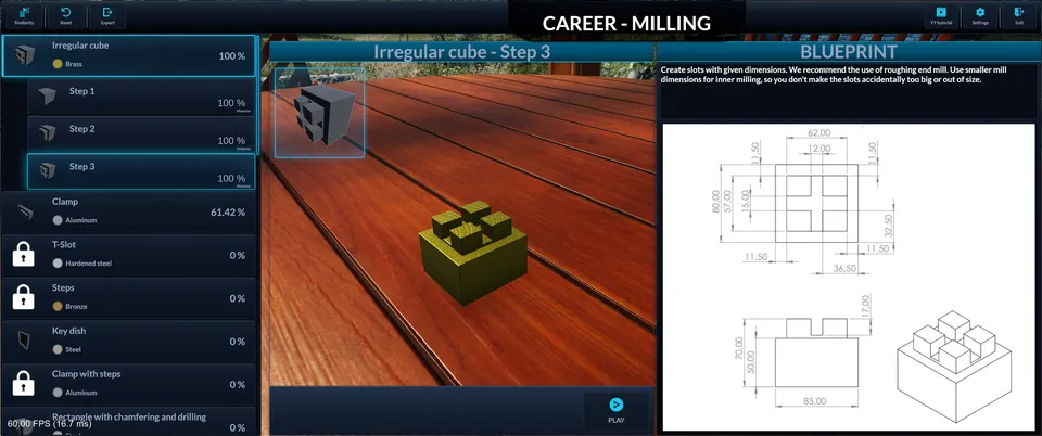Milling Machine Simulator — the virtual workshop students work in
