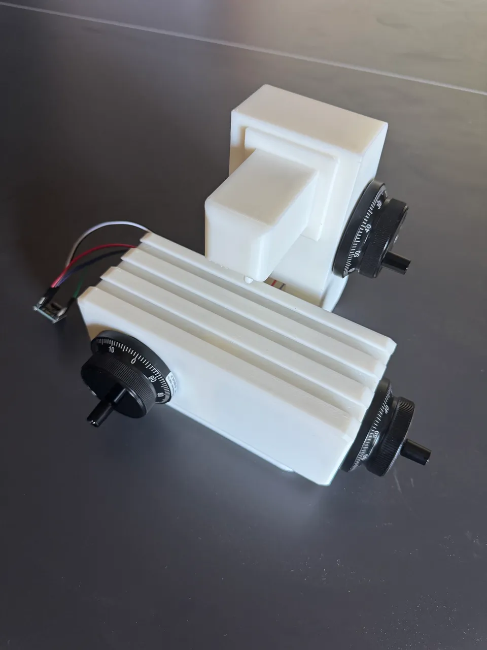 Top view of the controller showing all three handwheels for the X, Y and Z axes